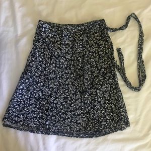 Blue flower patterned Brandy Melville wrap skirt